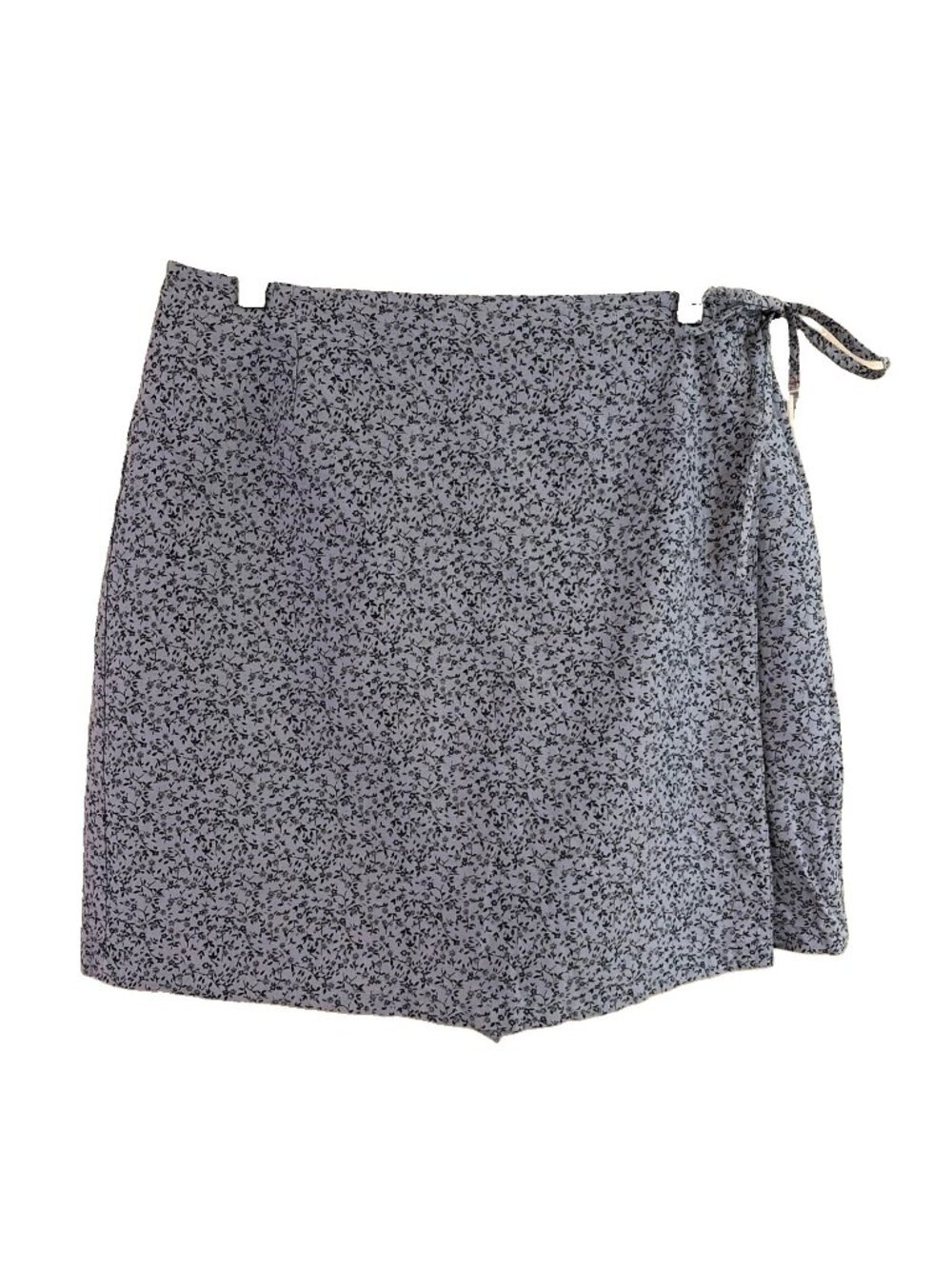 Jennifer Moore Linen Cotton Wrap Skort Skirt Sz 12 Blue Ditsy Print Coastal NWT